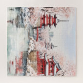 Puzzle Architecture du Sakura rose japonais (Horizontal)