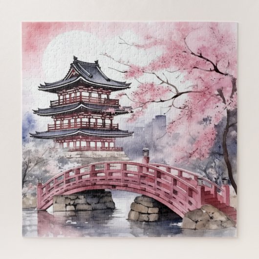 Puzzle Architecture du Sakura rose japonais (Vertical)