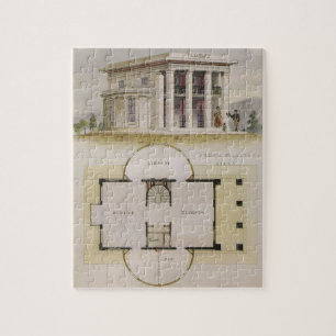 Puzzle Architecture vintage, plan d'étage et villa grecqu