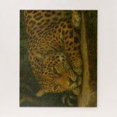 Puzzle Ardoise dorée - Leopard reposant en feuillage (Vertical)