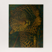 Puzzle Ardoise dorée - Leopard reposant en feuillage (Vertical)