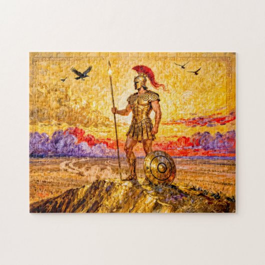 Puzzle Ares in Armor Standing on Mountain with Spear (Horizontal)