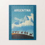 Puzzle Argentine Illustration Voyage Art Vintage<br><div class="desc">Conception de l'illustration vectorielle argentine. L'Argentine,  destination variée et à couper le souffle en Amérique du Sud,  offre tout,  de la culture vivante de Buenos Aires aux paysages magnifiques de la Patagonie et des chutes d'Iguazú.</div>