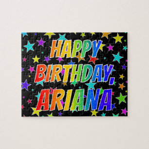 Puzzle "ARIANA" Prénom, Amusant "HEUREUX ANNIVERSAIRE"