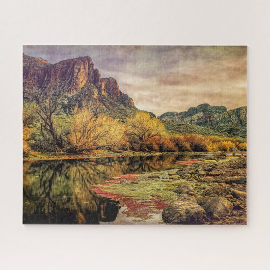 Puzzle Arizona River Sonoran Desert Mountains Art numériq (Horizontal)