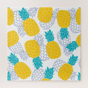 Puzzle Arrière - plan blanc ananas, motif sans soudure.