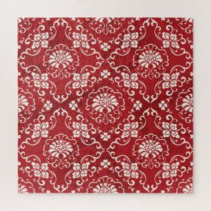 Puzzle Arrière - plan chinois en spirale rouge fleur.