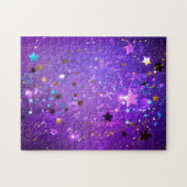 Puzzle Arrière - plan de feuille violet avec étoiles (Horizontal)
