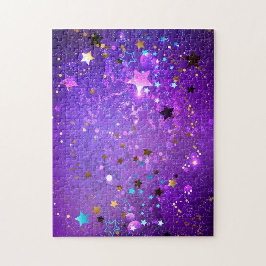 Puzzle Arrière - plan de feuille violet avec étoiles (Vertical)