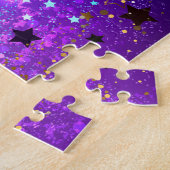 Puzzle Arrière - plan de feuille violet avec étoiles (Côté)