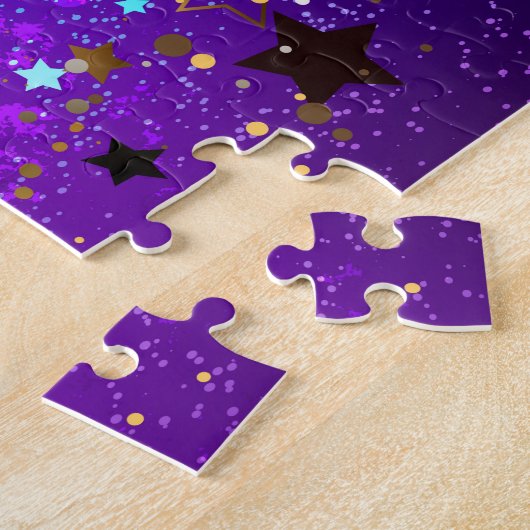 Puzzle Arrière - plan de feuille violet avec étoiles (Côté)