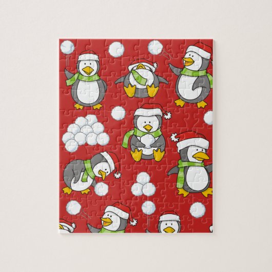 Puzzle Arrière - plan de pingouins de Noël (Vertical)