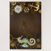 Puzzle Arrière - plan en bois avec cheval de mer mécaniqu (Vertical)