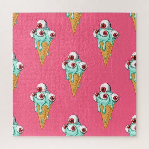 Puzzle Arrière - plan rose crème glacée bleue