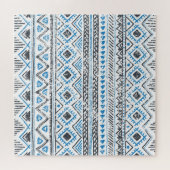 Puzzle Arrière - plan sans couture blanc bleu ethnique. (Horizontal)