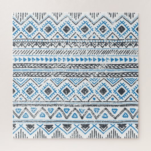 Puzzle Arrière - plan sans couture blanc bleu ethnique. (Vertical)
