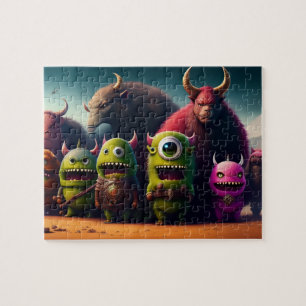 Puzzle Art 3D Fantastique Mignon Drôle Monstres Verts