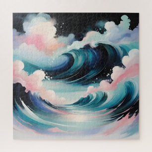 Puzzle Art Abstrait avec vagues de l'océan