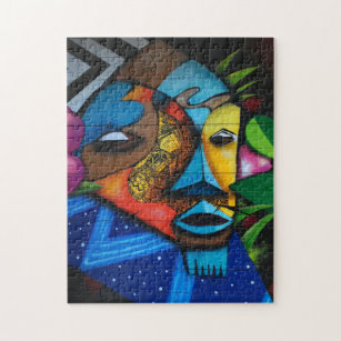 Puzzle Art Abstrait coloré en Masque Africain