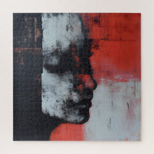 Puzzle Art abstrait de visage et rouge