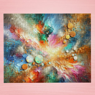 Puzzle Art abstrait d'opale à encre alcoolisée colorée