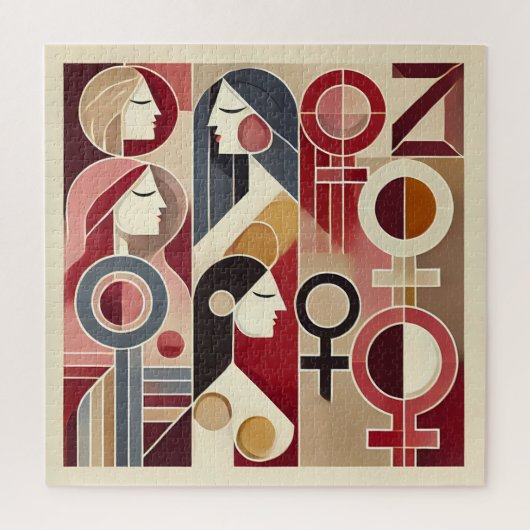Puzzle Art Abstrait Géométrique Célébrant les Femmes (Vertical)