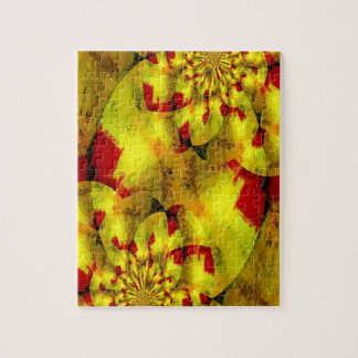 Puzzle Art Abstrait géométrique Fractal rouge jaune