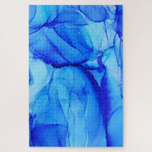 Puzzle Art Abstrait Indigo Blue Ink
