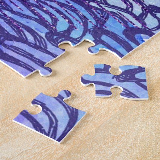 Puzzle Art abstrait moderne bleu et violet (Côté)
