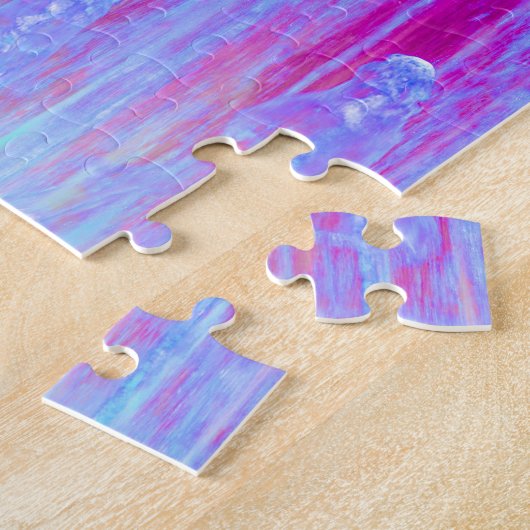 Puzzle Art Abstrait numérique violet et bleu (Côté)