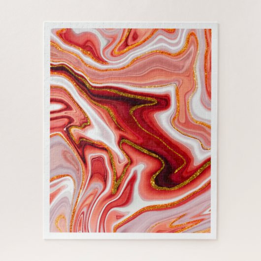 Puzzle Art abstrait rouge et or vibrant (Vertical)