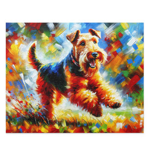 Puzzle Art acrylique du Terrier Gallois : Welshie noir et