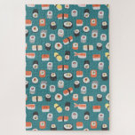 Puzzle Art alimentaire japonais Sushi<br><div class="desc">L'art culinaire japonais amusant sushi sur un arrière - plan vert turquoise. Parfait pour les gourmets,  les cuisiniers et les chefs. Art original de Nic Squirrell.</div>