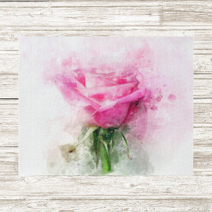 Puzzle Art aquarelle de rose rose sur fond blanc