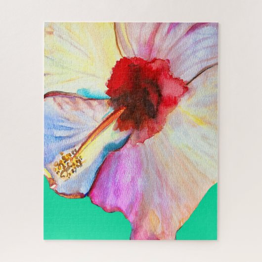 Puzzle art aquarelle d'hibiscus d'été (Vertical)