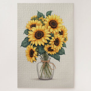 Puzzle Art botanique de la fleur sauvage tournesol