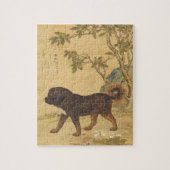 Puzzle Art Chinois 1747 Le Motif Chien & Fleurs & Arbre (Vertical)
