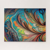 Puzzle Art créé par l'IA, Abstrait de plumes de paon insp (Horizontal)