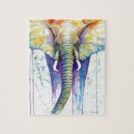 Puzzle Art d'aquarelle d'éléphant (Vertical)