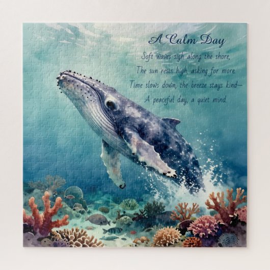 Puzzle Art de baleine bleue océanique aquarelle côtier (Vertical)