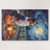 Puzzle Art de berger australien rustique Halloween clair  (Horizontal)