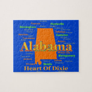 Puzzle Art de bruit de silhouette de carte de l'Alabama