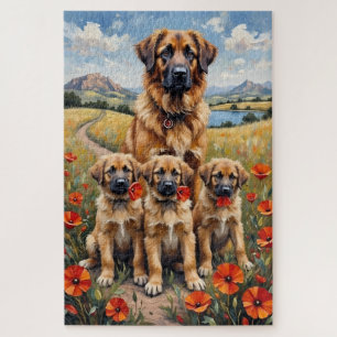 Puzzle Art de champ de coquelicots avec berger anatolien