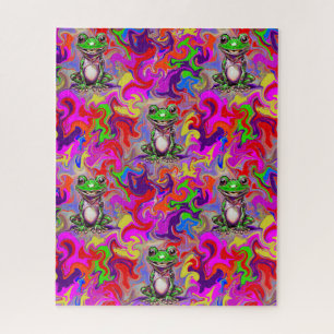 Puzzle Art de graffiti grenouilles psychédéliques coloré 