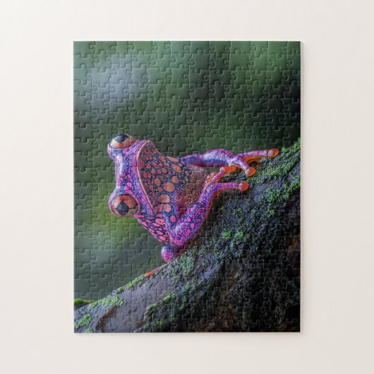 Puzzle Art de la grenouille à arbre rose et pourpre (Vertical)