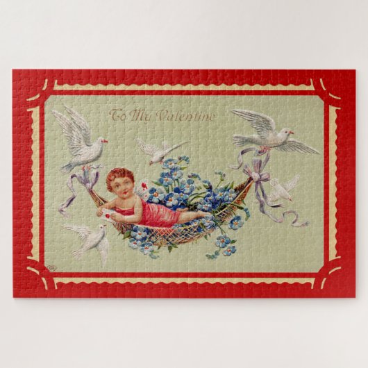 Puzzle Art de la Saint-Valentin vintage cupidon (Horizontal)