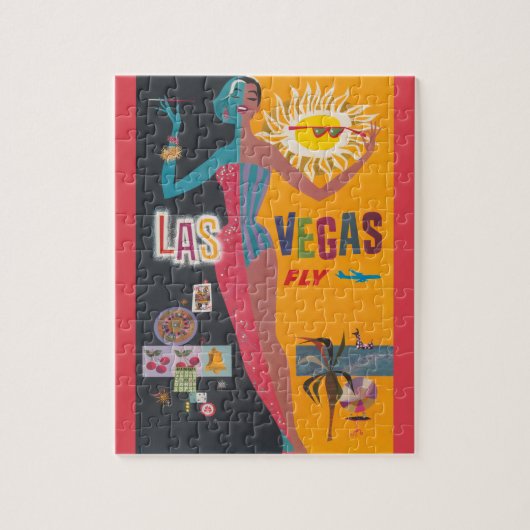 Puzzle Art de l'affiche de voyage de jeu de Las Vegas vin (Vertical)