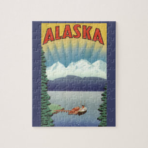 Puzzle Art de l'affiche de voyage vintage en Alaska, Pays