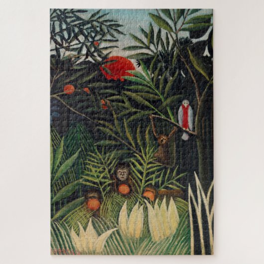 Puzzle Art de l'illustration des singes et des oiseaux de (Vertical)