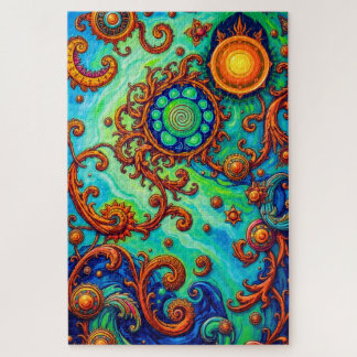 Puzzle Art de l'océan psychédélique - Vagues Abstraites